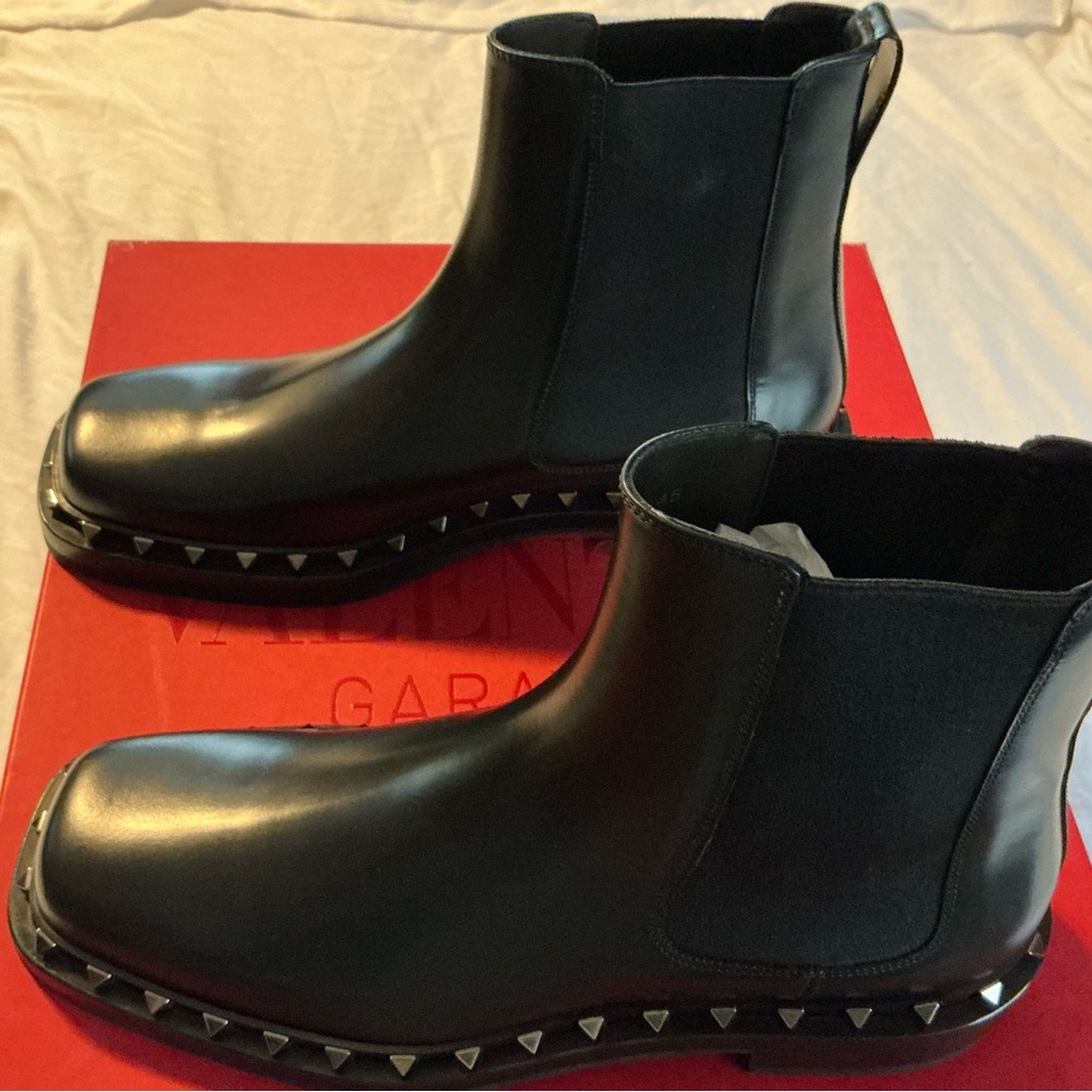 Valentino Men's Black Studded Leather Boots - Picture 2 of 7